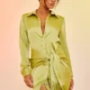 Robe Chemise Satinée Vert Citron à Détail Drapé Et Ourlet Frangé -Jolie Vêtue Soldes Magasin 09fe8d13e8bf8aaa0a8b69ca1f063923386d4732 cnd7687 1