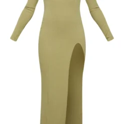 Robe Longue Vert Sauge Kaki à Col Carré Et Fente -Jolie Vêtue Soldes Magasin 09ff76adcd5c5a6cb8c1f12740048947d0708696 cnd4088 5