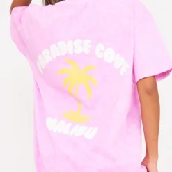 Robe T-shirt Rose Délavée à Imprimé Paradise -Jolie Vêtue Soldes Magasin 0a02304bc6fc907213e98878ea1067db27a0733b cne6556 4