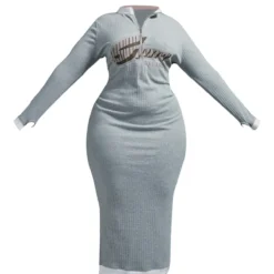 Zero Plus Robe Mi-longue Gris Chiné Imprimée Côtelée à Zip -Jolie Vêtue Soldes Magasin 0a567cab7f39c6f6278257088deb0d3e8676cebe cnc7367 5