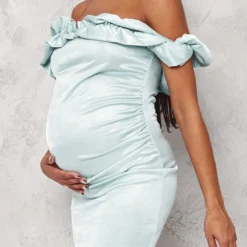 Maternité Mini Robe De Grossesse Ajustée Verte Métalissée à Fronces -Jolie Vêtue Soldes Magasin 0abb2dd64c514de710faca87bb773ecacae0647f cnb6536 4