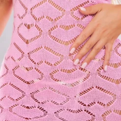 Mini Robe En Maille Tricot Crochetée Rose Clair à Coeurs Découpés -Jolie Vêtue Soldes Magasin 0ac8ee4348022bd5f93eb4a85f575e4b027eeb91 cnc6512 4