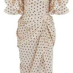Robe Mi-longue Drapée Crème Imprimé Pois à Col Bardot Et Manches Volantées -Jolie Vêtue Soldes Magasin 0acc7b167ec0edbe5d52c1345aabcc5b86c9622f cmq6556 6