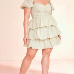 Plus Robe Patineuse Vert Sauge Jupe à étages Et Bonnets Crêpés -Jolie Vêtue Soldes Magasin 0acfef3771d7658a02899c6556866776710b58c6 cne7609 3