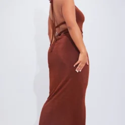 Shape Robe Moulante Longue Chocolat En Acétate à Col Bénitier Et Bretelles Nouées Dans Le Dos -Jolie Vêtue Soldes Magasin 0b136f60076e8f09d53f32b4b82e502186bbb9b4 cnb1233 4