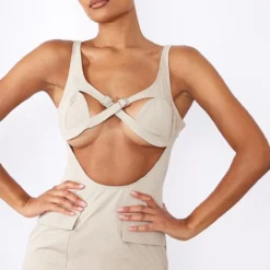 Robe Cargo Moulante En Maille Tissée Gris Pierre à Boucles -Jolie Vêtue Soldes Magasin 0b6741957be4ab110c1a180efb650d280e951ffd cne2690 4