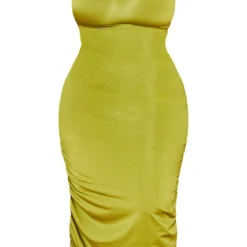 Plus Robe Moulante Longue Vert Olive Froncée à épaule Unique -Jolie Vêtue Soldes Magasin 0b8ebf52bbff868cf8236ef4b3fad431c78c468e cmw3142 6