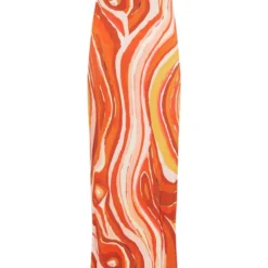 Robe Bustier Longue Moulante Orange à Imprimé Tourbillons -Jolie Vêtue Soldes Magasin 0ba0629c0a47830dc6555361bd67e1dbdd32df05 cne2718 5