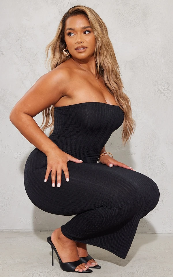 Shape Robe Bustier Mi-longue Noire Texturée 5 Shape Robe Bustier Mi-longue Noire Texturée – Image 3