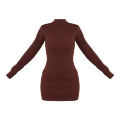 Robe Moulante Très Côtelée Chocolat à Col Montant Et Ouverte Au Dos -Jolie Vêtue Soldes Magasin 0bdc64c0f61aa02c9937d782bc9e288ff0eedf4d cna3073 5