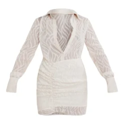 Robe Droite Texturée Transparente Crème à Boutons Et Jupe Froncée -Jolie Vêtue Soldes Magasin 0bff633ca809c0cf842a942d1cd803af95c5c692 cnd5898 5