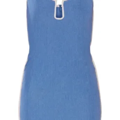 Robe Moulante Effet Lin Bleue Barre En V à Bretelles Et Coutures Contrastantes -Jolie Vêtue Soldes Magasin 0bffff8a3c1b839e4c0e9c0efd61d341e242bb92 cne1387 5