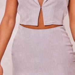 Robe Moulante Style Gilet Gris Pierre Effet Lin à Découpes -Jolie Vêtue Soldes Magasin 0c23a81967bdec2651ab8476d1c021b6e5856bda cne7695 4