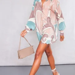 Robe Chemise Plissée Gris Anthracite à Imprimé Abstrait Et Ourlet Volanté -Jolie Vêtue Soldes Magasin 0c25694e2244c2523d594ef26b4e09e07be6b277 cne2696 3