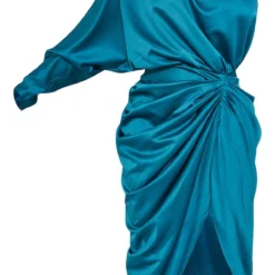 Robe Mi-longue Satinée Drapée Vert émeraude à épaule Unique -Jolie Vêtue Soldes Magasin 0c2b66c5068ab55bfd6c01870e13d4cadbe6ed9d cmu6131 6