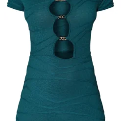 Robe Moulante Bleu Sarcelle Foncé Clair Texturée à Découpes Gouttes D'eau Et Empiècements -Jolie Vêtue Soldes Magasin 0c6039bc6549b31432d437e241d8426ad3842b3b cnb8090 5