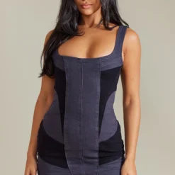 Robe En Jean Noire à Parties Contrastantes -Jolie Vêtue Soldes Magasin 0c8b3112ff23324295944edcd9ac84ed7a4d869b cna7328 3