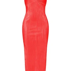 Robe Longue Plissée Rouge à Dos Nu Et Liens Noués -Jolie Vêtue Soldes Magasin 0cd02ed60b98b87eb657ed1ab8ac66c50d1c0c32 cne3009 5