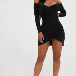 Shape Robe Moulante Col Bardot Noire Froncée -Jolie Vêtue Soldes Magasin 0ce0e8be8b1f13f8c499a6c095b8d7df5cc3397b CLT7756 3