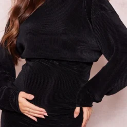 Maternité Mini Robe De Grossesse Moulante Plissée Noire -Jolie Vêtue Soldes Magasin 0cee28ee7fb7167ca38da6957ec1bd88782311c3 cne2142 4
