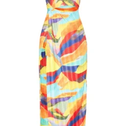 Logic Robe Fendue Longue Plissée Imprimé Multicolore -Jolie Vêtue Soldes Magasin 0d0a99654cfdd52075c20bbd91479e938cf5b4af cne8578 5