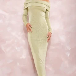 Petite Robe Longue Moulante Vert Olive En Acétate à Col Bardot Et Manches Longues -Jolie Vêtue Soldes Magasin 0d0b8738c90e79f189cd4fb9145bac70522d6791 cne5230 1