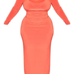 Plus Robe Longue Moulante Orange Détail Manches à Bretelles -Jolie Vêtue Soldes Magasin 0d37501198b0499abc05e16d97136bef91a9445b cnd8785 5