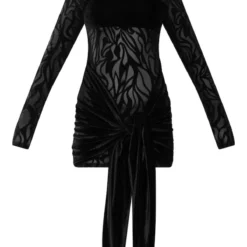 Robe Moulante En Mesh Floqué Noir à Détail Noué Drapé -Jolie Vêtue Soldes Magasin 0d3a6bca80237f2355e598ac24dfb0cfc573e2e9 cnb0765 5