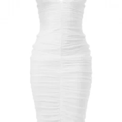 Robe Mi-longue Très Froncée En Mesh Blanc à Armatures -Jolie Vêtue Soldes Magasin 0dc1cbca86d33e72e1aac6bd6221a127a51b022f cnd7703 5