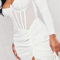 Shape Robe Corset Mi-longue Crème à Manches Longues Et Jupe Froncée -Jolie Vêtue Soldes Magasin 0dcbae6a8f58e81ab606508b03b51218c329c998 cnd5806 4