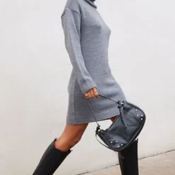 Robe Pull Grise Basique En Maille Tricot à Col Roulé -Jolie Vêtue Soldes Magasin 0e05b7463fccd8255c215b454cb67fe2be2a3f2e cmz8167 3