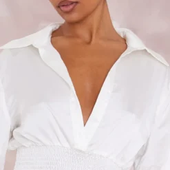 Robe Chemise Satinée Crème à Taille Froncée 10 Robe Chemise Satinée Crème à Taille Froncée -Jolie Vêtue Soldes Magasin 0e2674a4e7748c8de3d0a490bb1ea066b7fc1aec cne1413 4