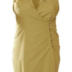 Plus Robe Portefeuille Vert Olive Effet Lin -Jolie Vêtue Soldes Magasin 0e42dcecc0e273d8375dba86357603b4c6aab498 cnd6521 5