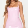 Robe Moulante En Similicuir Rose Tendre