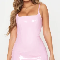Robe Moulante En Similicuir Rose Tendre
