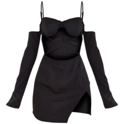 Robe Moulante Tissée Noire à Taille Croisée Et Bonnets Armatures -Jolie Vêtue Soldes Magasin 0e92196d7fd6ad0ca7006cca3185a20b598d063c cnd2227 5