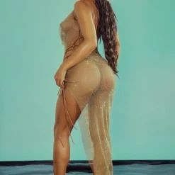 Robe De Plage Longue Café Au Lait En Résille à Lacets Et Strass -Jolie Vêtue Soldes Magasin 0eac6f85689cca682269f05e9f913be97e776c21 cmz4768 3