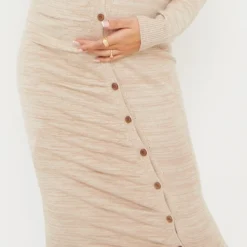 Maternité Robe De Grossesse Mi-longue En Maille Gris Pierre à Ventre Froncé Et Boutons Asymétriques -Jolie Vêtue Soldes Magasin 0edee1db9765213f381926b65b8fb94061001f32 cms8021 5