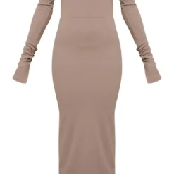 Robe Longue Repliée Taupe à Manches Froncées -Jolie Vêtue Soldes Magasin 0f26ec48918ce9dbcd07cfc51205dbae33dc86a0 cnd0008 5
