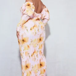 Plus Robe Mi-longue Plissée Fleurie Rose Floutée à Manches Bouffantes -Jolie Vêtue Soldes Magasin 0fc542c0678149a204d974003e6c6069e5b5d5d3 cnd9044 2