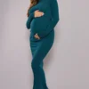 Maternité Robe Mi-longue De Grossesse Vert émeraude Froncée à Manches Longues -Jolie Vêtue Soldes Magasin 10364b2ae67f150ff7c3538ec919f4eaf683f3f8 cnc4891 1