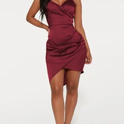 Shape - Robe Portefeuille Bordeaux Satinée -Jolie Vêtue Soldes Magasin 103ea2fcbc9f1497d7c069a53fe1733e1b443754 CLU4305 4