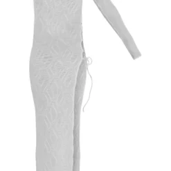 Robe De Plage Asymétrique Longue Texturée Blanche à Taille Basse -Jolie Vêtue Soldes Magasin 1057b7928add285c9e843f3b40e6b63d099233f7 cnd4529 5