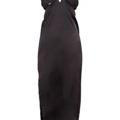 Robe Longue Satinée Noir Profond à Découpes Et Bretelles -Jolie Vêtue Soldes Magasin 107040a7eb21ce70cfa17436d41a2c5f90f530bb cne1536 5