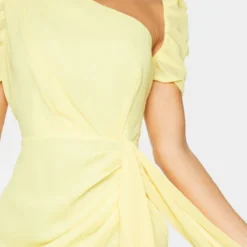 Robe Moulante Asymétrique En Mousseline De Soie Jaune Citron Détail Drapé -Jolie Vêtue Soldes Magasin 109f985841ad3314094cd306866501b7855bb9da cmr7637 5