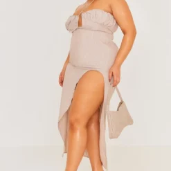 Plus Robe Mi-longue Gris Pierre Dos Nu Fendue Sur Le Côté -Jolie Vêtue Soldes Magasin 10b9e8379181a98fde2e3178dd2d33c148ad167c cne0771 3