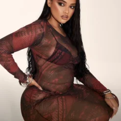 Plus Robe Longue En Mesh Bordeaux Imprimé Jean 9 Plus Robe Longue En Mesh Bordeaux Imprimé Jean -Jolie Vêtue Soldes Magasin 10ccedb1e4160e768f4db40004ce1b420cf79295 cnc5570 4