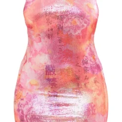 Logic Shape Mini Robe Dos Nu Rose à Sequins Et Imprimé -Jolie Vêtue Soldes Magasin 10e7fa68b580f1ed37c25e12f337dd56d8d4f682 cne3646 5