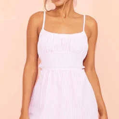 Robe Droite Rayée Rose à Buste Froncé Nouée Dans Le Dos -Jolie Vêtue Soldes Magasin 10f1edba24d00cf6df3d74822eb698f24e5ccf74 cmy4935 4