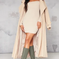 Logic Robe Moulante Côtelée Gris Pierre à Col Très Carré -Jolie Vêtue Soldes Magasin 1119fd631e754a09a04d5d7588f225c33bede9f4 cnb7257 1